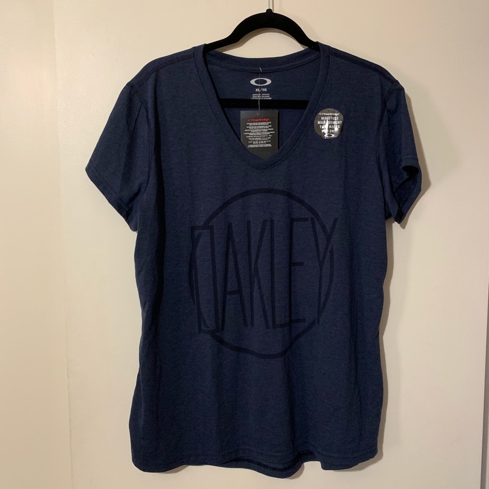 Oakley V-neck Navy Short Sleeve Graphic Tee